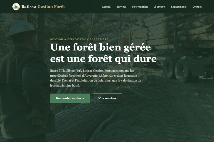 Aperçu du site Batisse Gestion Forêt